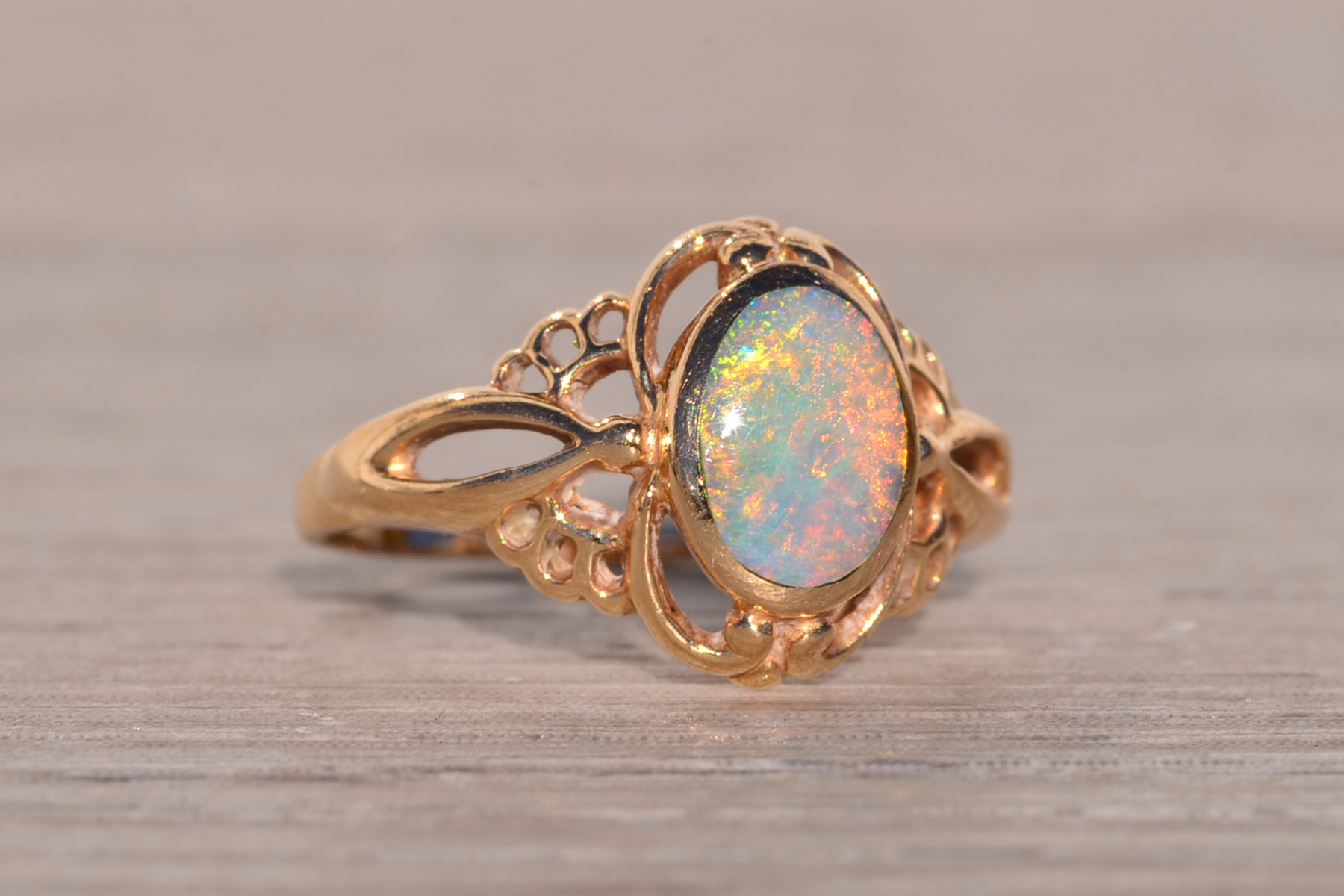 SOLD - The Aputula: Australian Opal Ring in Yellow Gold - Image 6