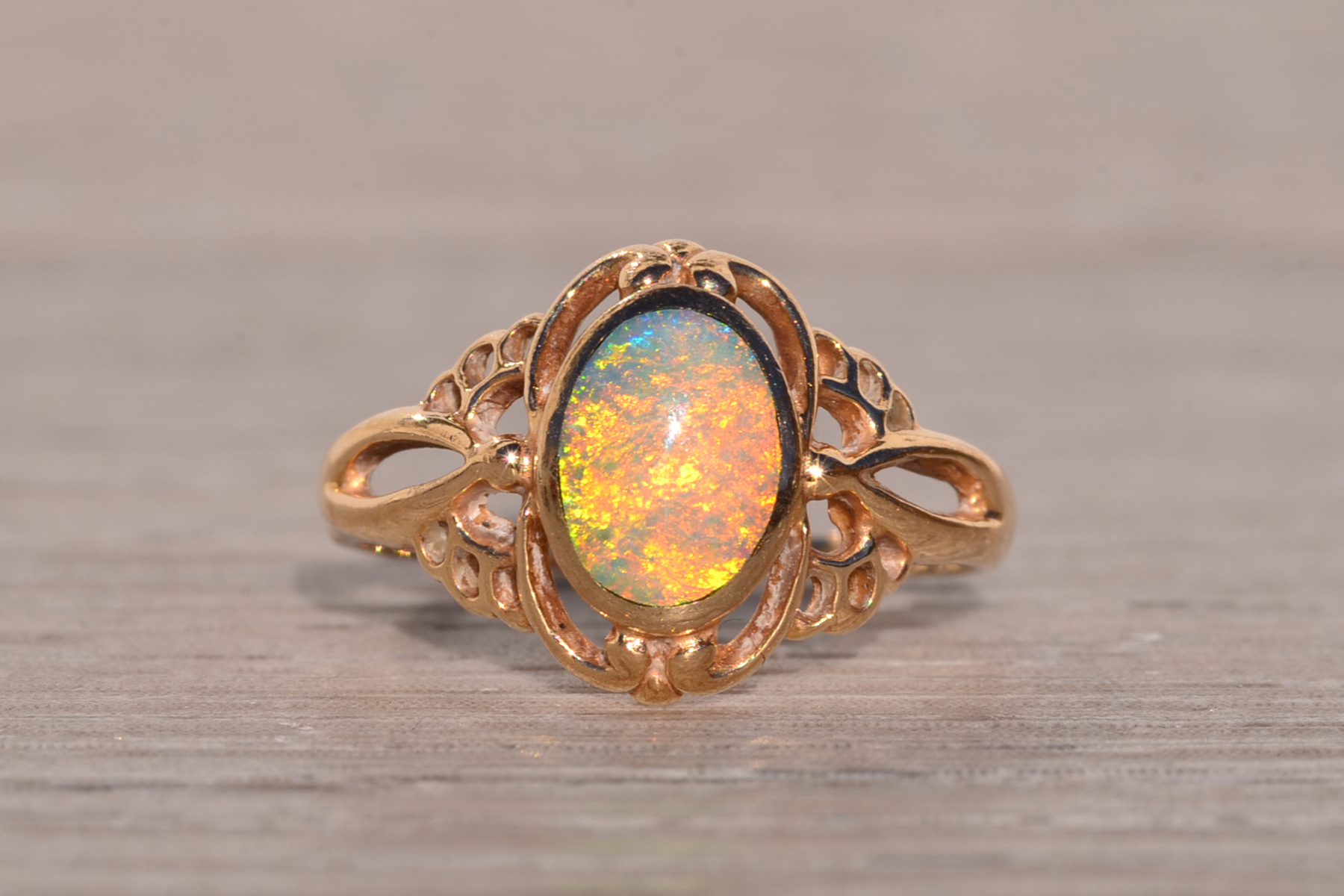 SOLD - The Aputula: Australian Opal Ring in Yellow Gold - Image 7