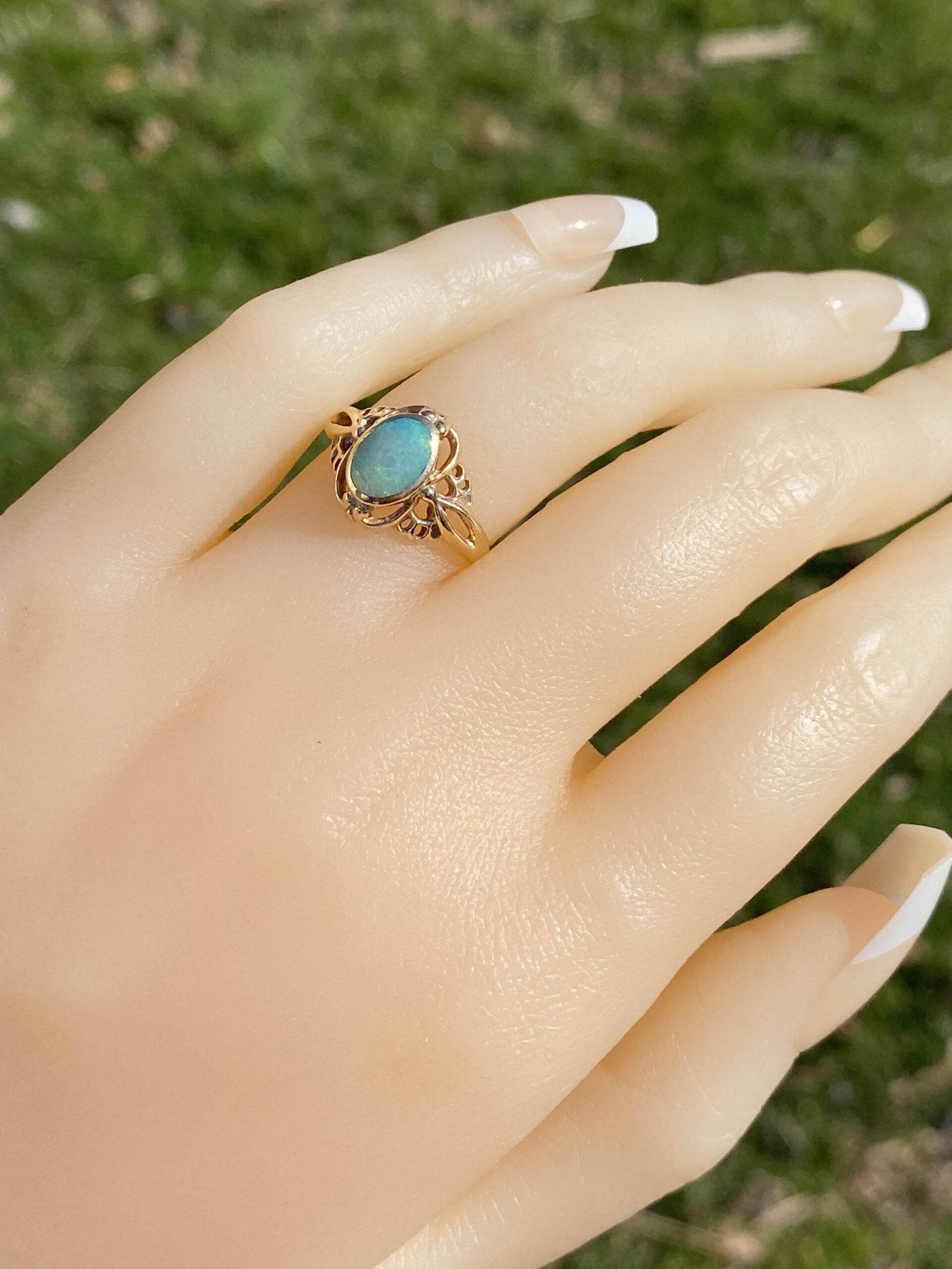 SOLD - The Aputula: Australian Opal Ring in Yellow Gold - Image 9
