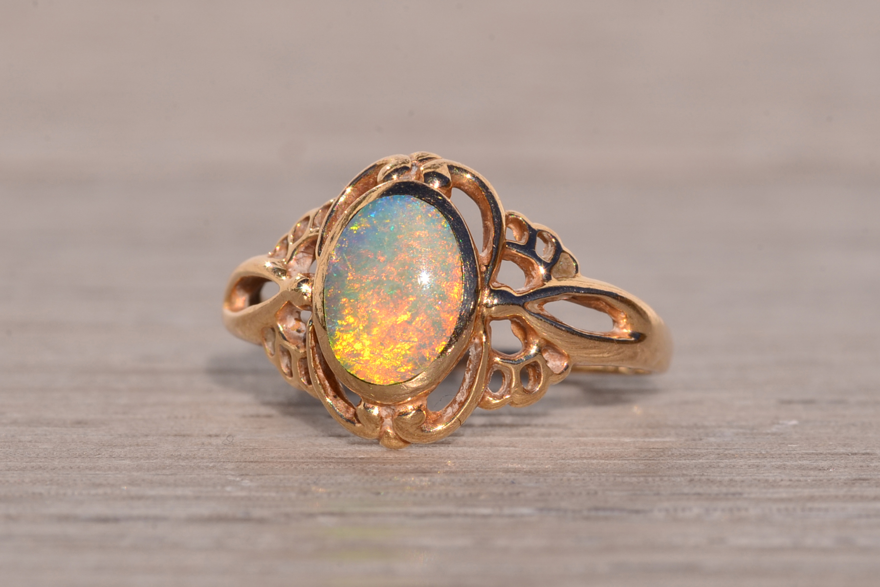 SOLD - The Aputula: Australian Opal Ring in Yellow Gold - Image 3