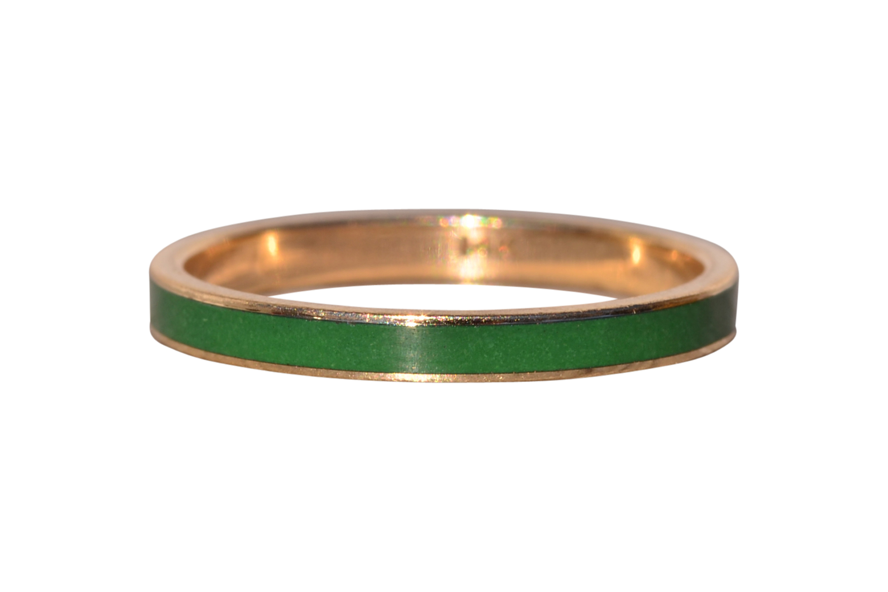 The Montecchio: Vintage Green Enamel Stackable Band in Yellow Gold