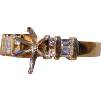 Vintage Natural Diamond Semi Mounting in Yellow Gold