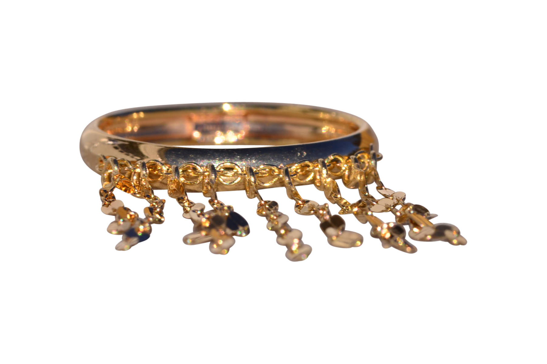 SOLD - The Garda: Playful Dangling Chain Ring in Yellow Gold