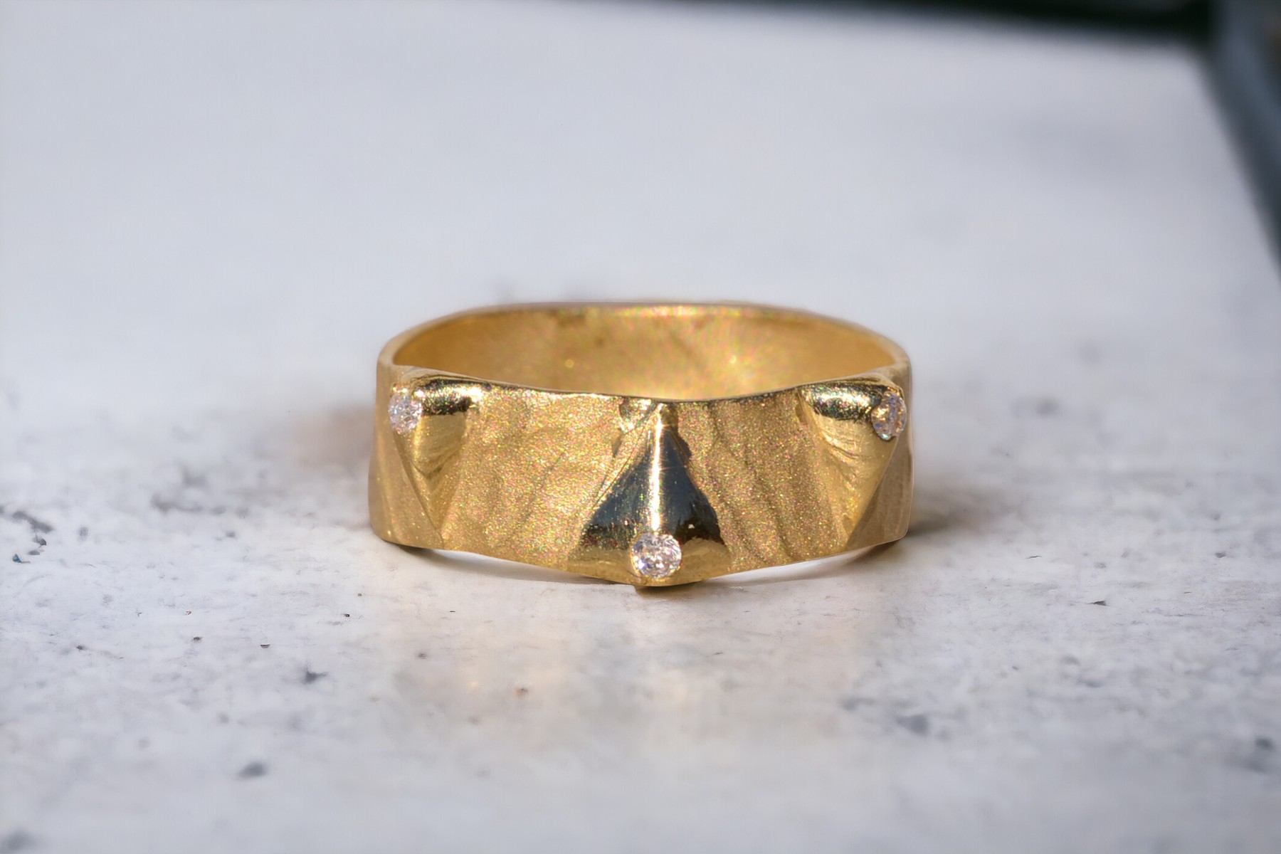 The Docklands: Handmade Artisan Band in Yellow Gold with Natural Diamonds - Image 11