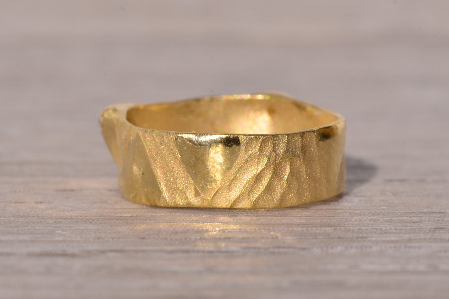 The Docklands: Handmade Artisan Band in Yellow Gold with Natural Diamonds - Image 4