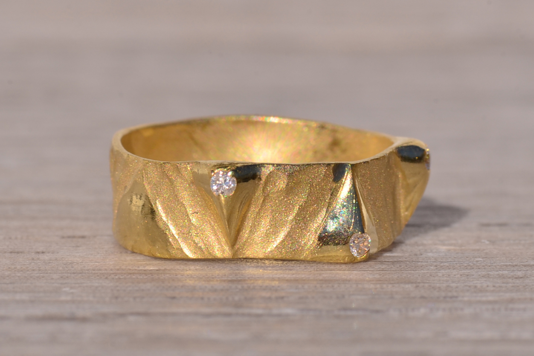 The Docklands: Handmade Artisan Band in Yellow Gold with Natural Diamonds - Image 6