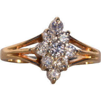 SOLD - The Grappa: Vintage Navette Shaped Natural Diamond Ring in Yellow Gold