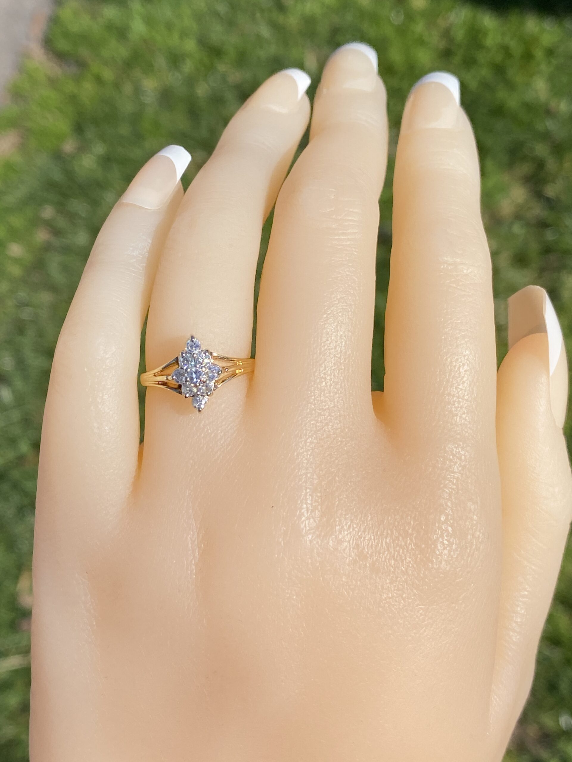 SOLD - The Grappa: Vintage Navette Shaped Natural Diamond Ring in Yellow Gold - Image 8
