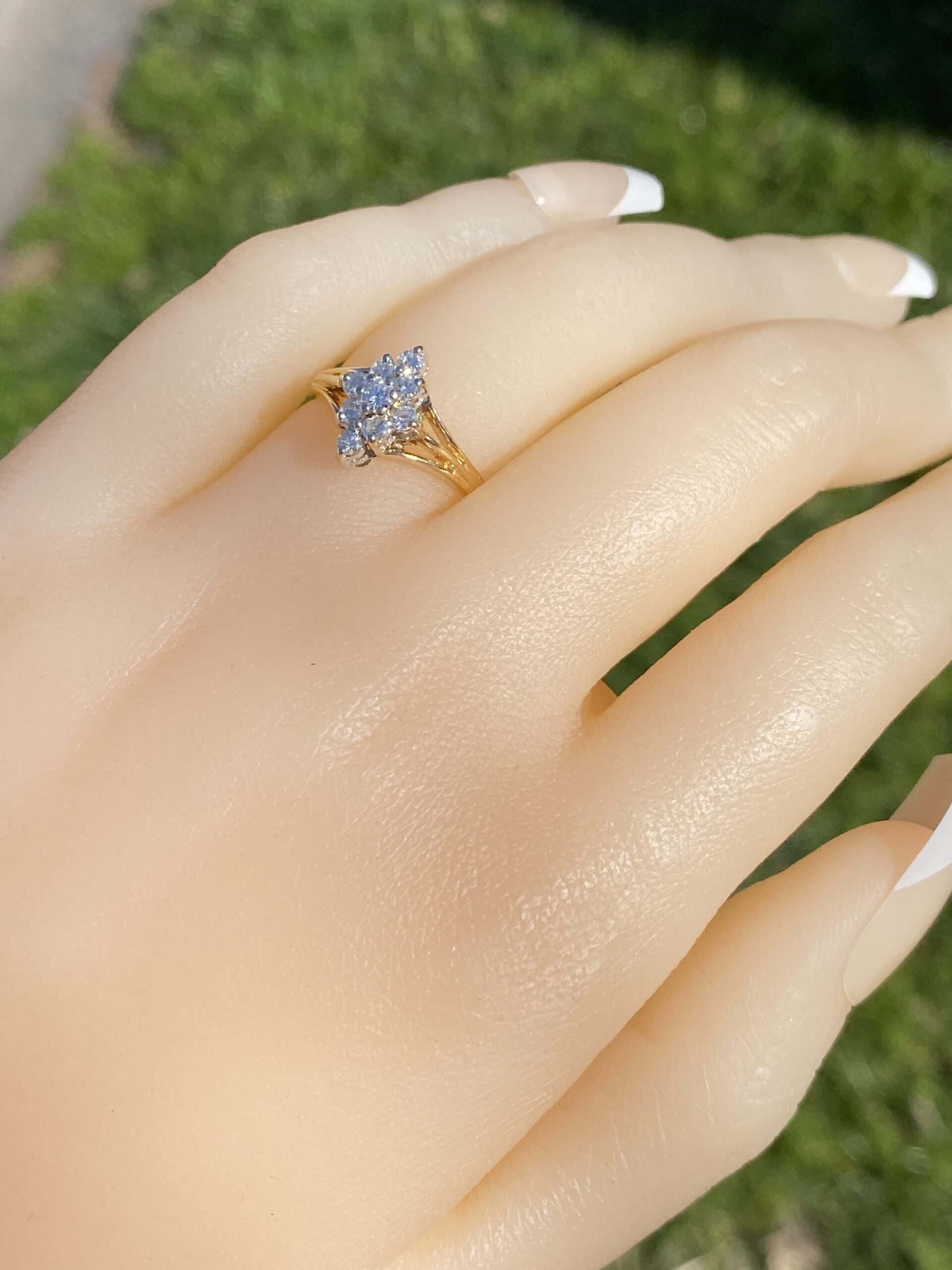 SOLD - The Grappa: Vintage Navette Shaped Natural Diamond Ring in Yellow Gold - Image 9