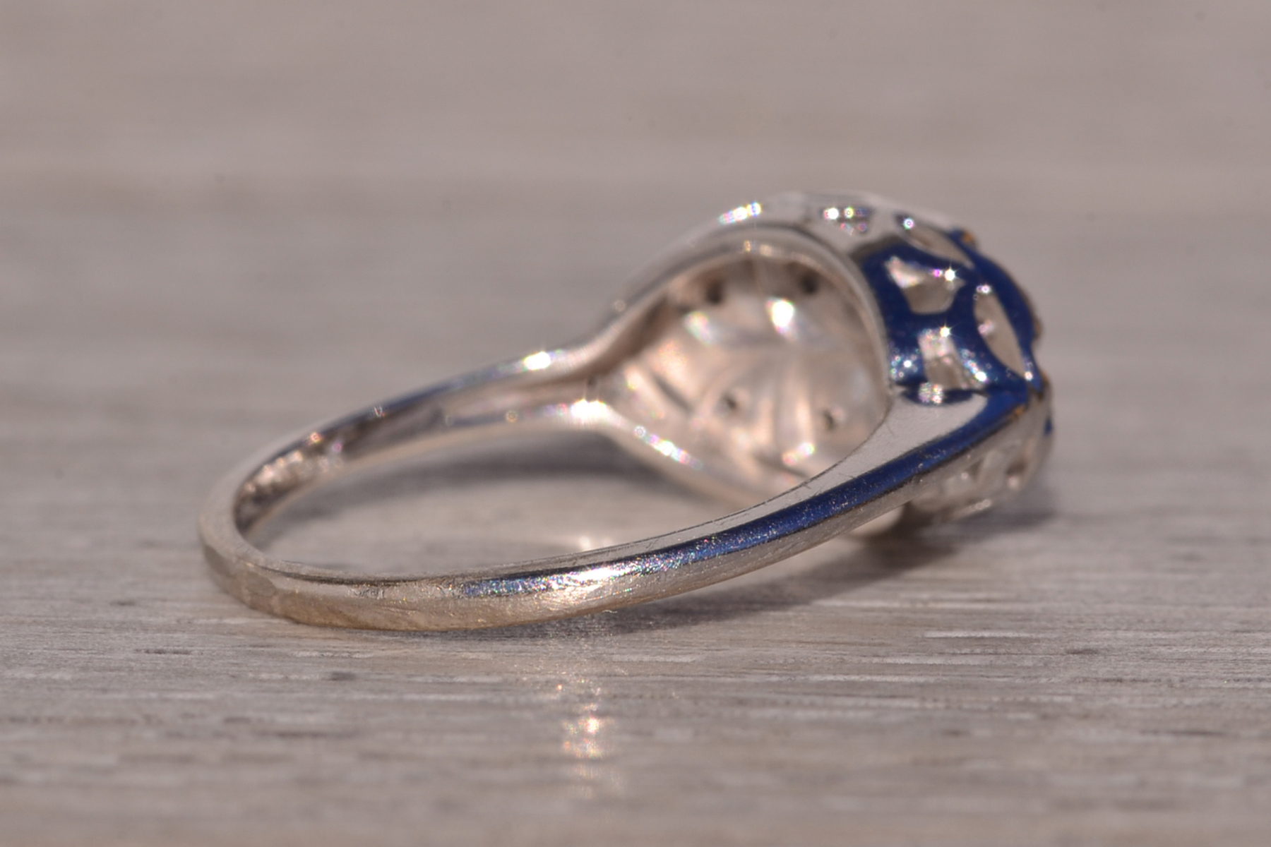 SOLD - The Foxborough: Antique White Gold Cocktail Ring with Natural Diamonds - Image 5