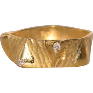 SOLD - The Rovigo: Yellow Gold Textured Ring with Natural Diamonds