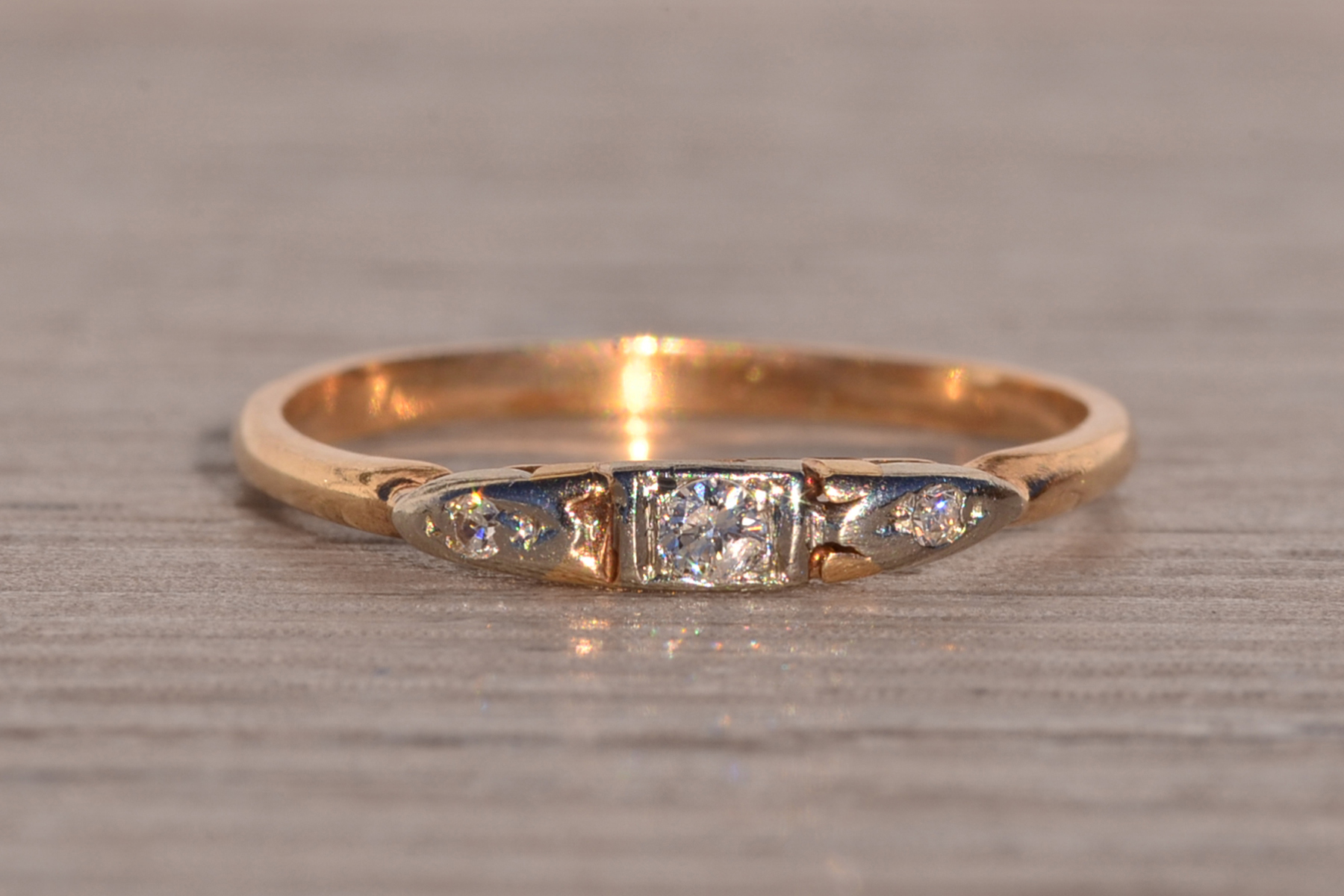 SOLD - The Cagnes: Antique Natural Diamond Band in Yellow Gold - Image 2