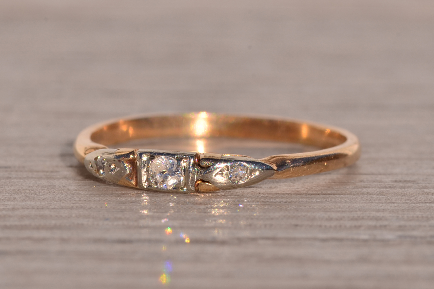 SOLD - The Cagnes: Antique Natural Diamond Band in Yellow Gold - Image 3