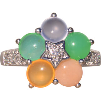 The Maggiore: Multicolor Chalcedony Ring with Natural Diamonds