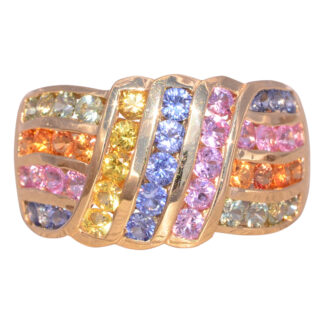SOLD - The Nebula Symphony: Multicolor Sapphire Ring in Yellow Gold
