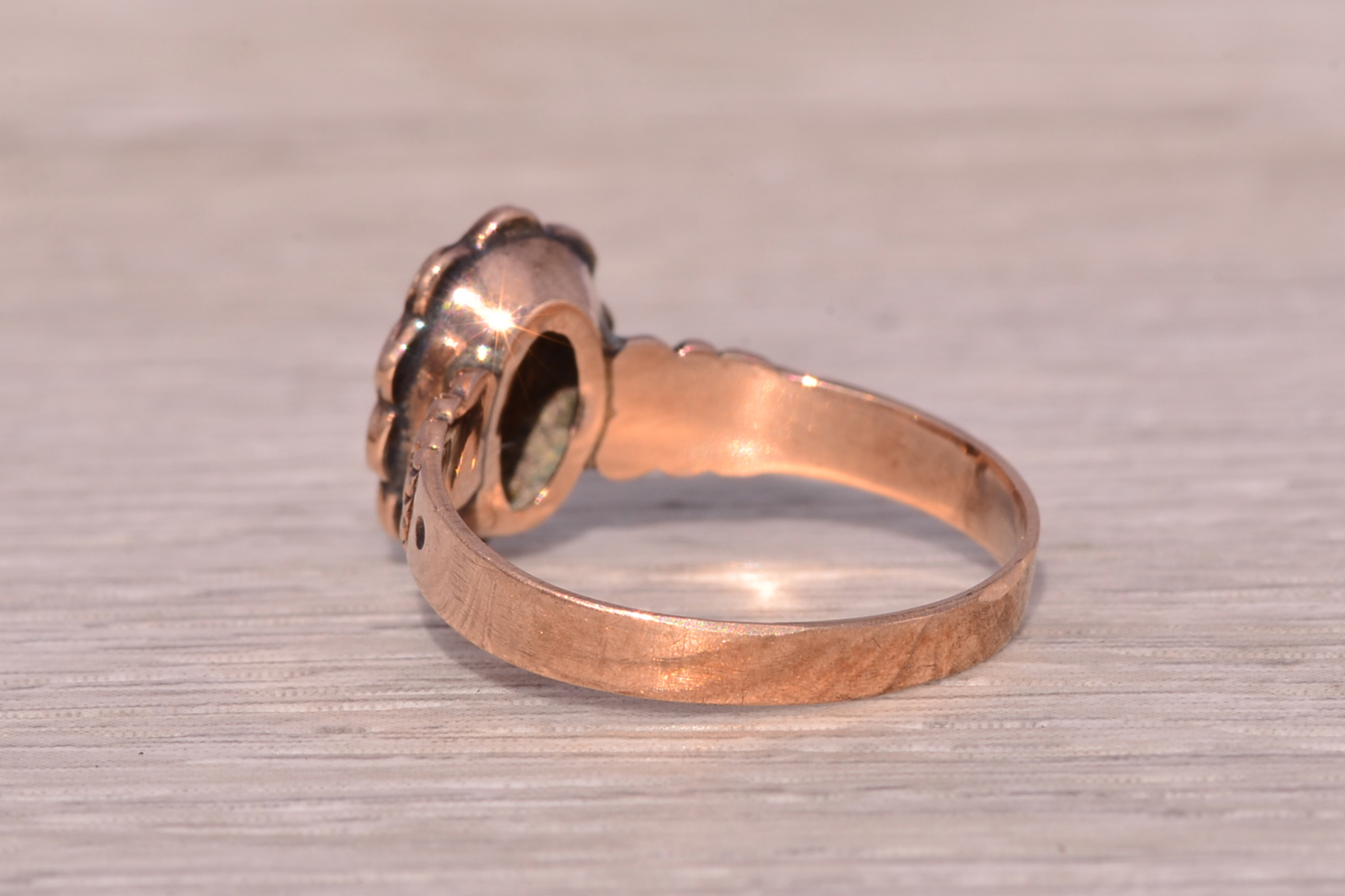 The Opulent Heirloom: Australian Opal and Seed Pearl Ring in Rose Gold - Image 4