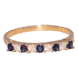 The Sapphire Symphony: Natural Sapphire and Diamond Ring in Yellow Gold