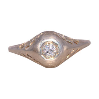 The Art Deco Elegance: Natural Diamond Filigree Promise Ring in White Gold