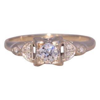 The Vintage Essence: Art Deco Era Old Mine Cut Natural Diamond Ring in White Gold