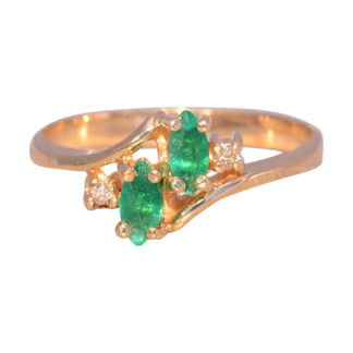 SOLD - The Emerald Harmony: Natural Emerald and Diamond Ring in Yellow Gold