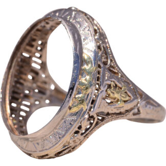 The Deco Laurel: Art Deco Era Filigree Mounting in White Gold