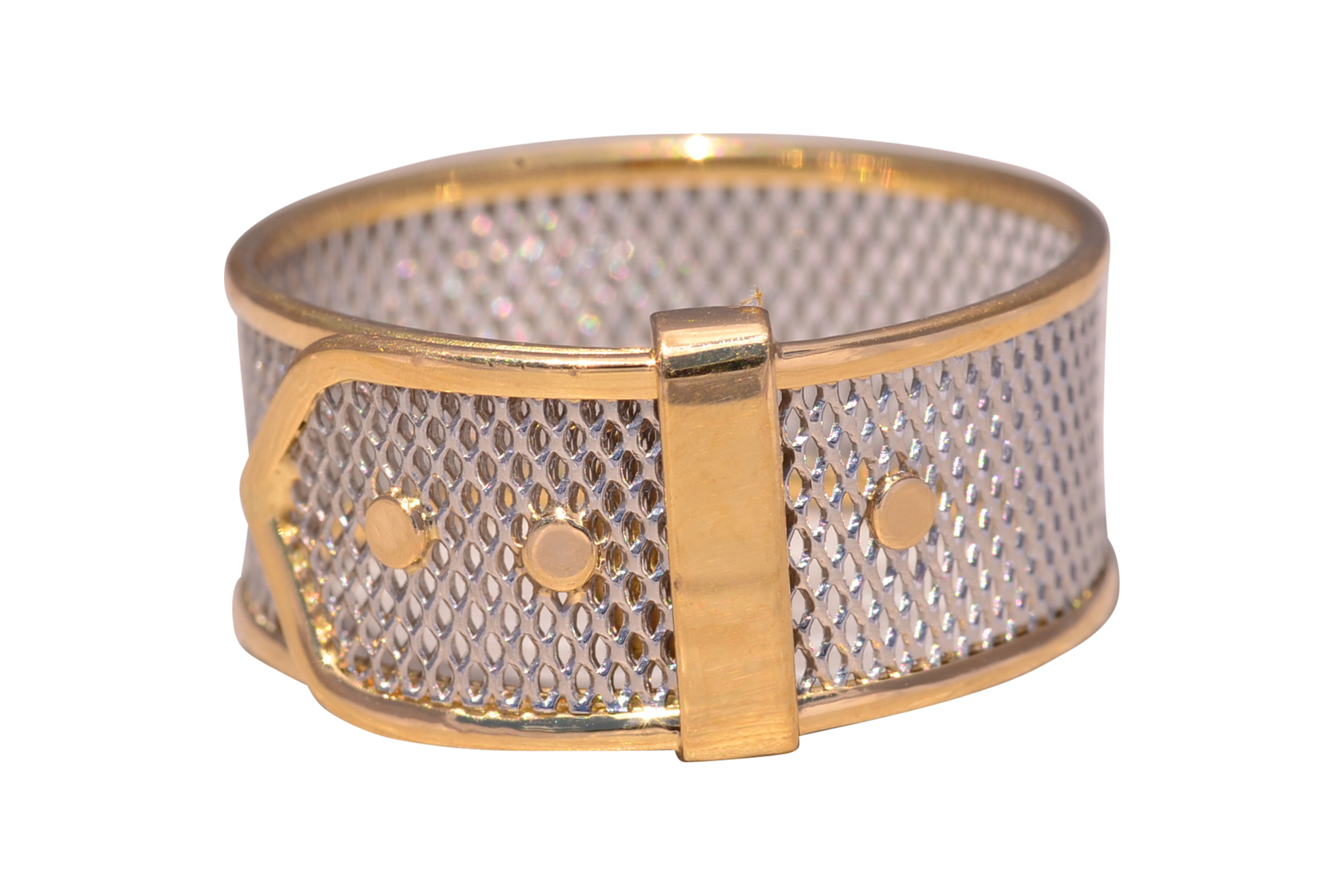 The Milano Mesh: Platinum and Yellow Gold Buckle Ring