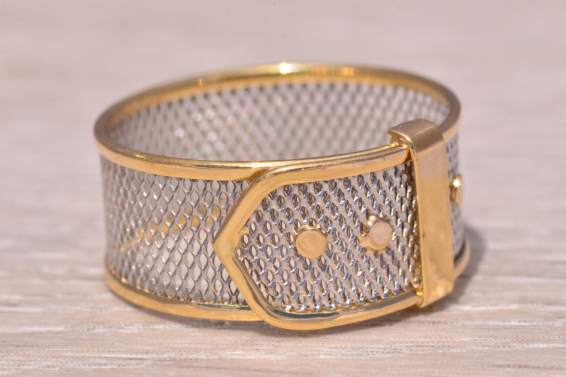 The Milano Mesh: Platinum and Yellow Gold Buckle Ring - Image 6