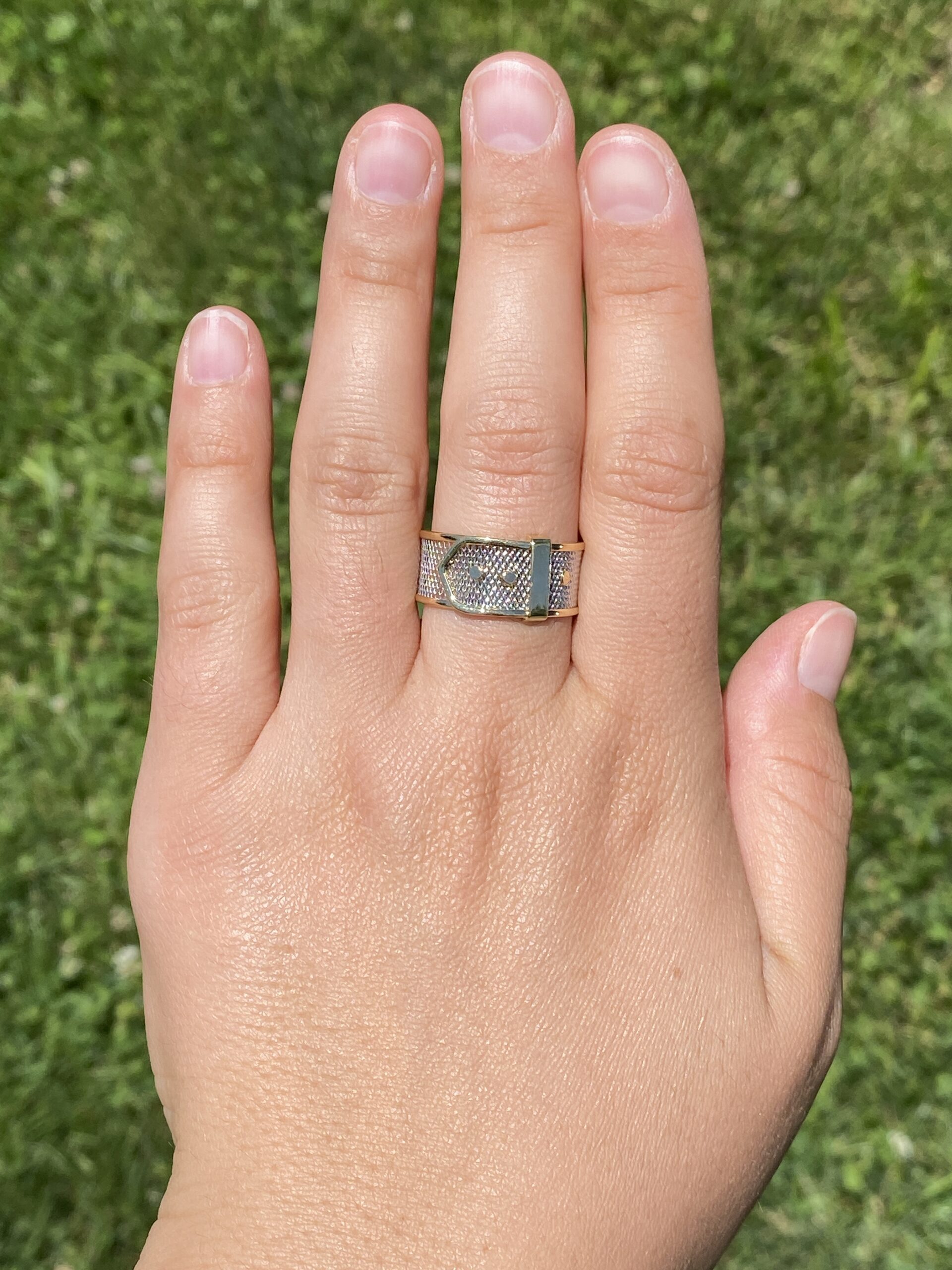 The Milano Mesh: Platinum and Yellow Gold Buckle Ring - Image 8