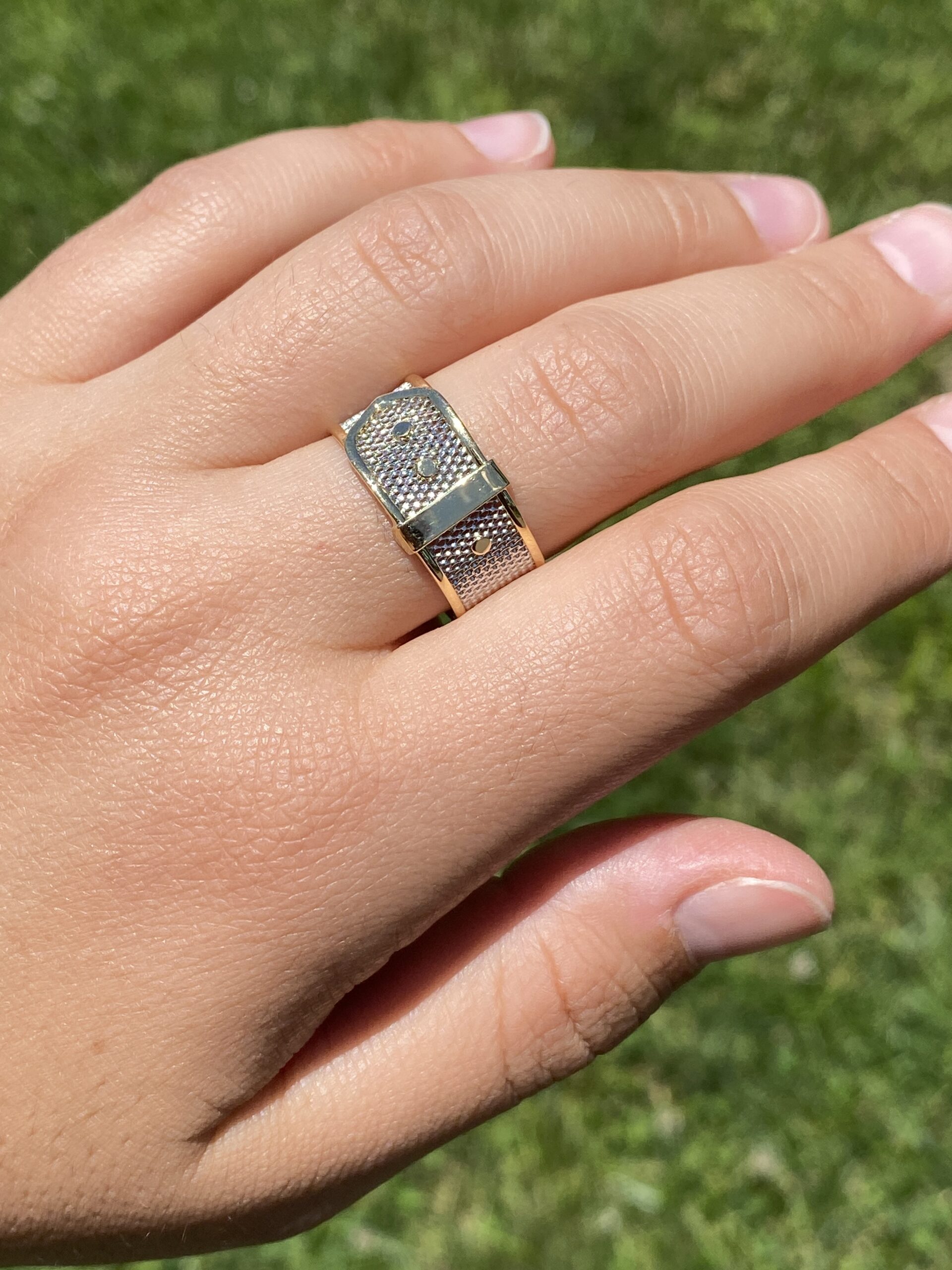 The Milano Mesh: Platinum and Yellow Gold Buckle Ring - Image 9