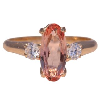 The Golden Ember: Imperial Topaz and Natural Diamond Ring in Yellow Gold