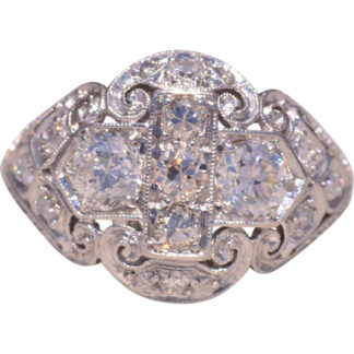 The Deco Crest: Natural Diamond Ring in Platinum