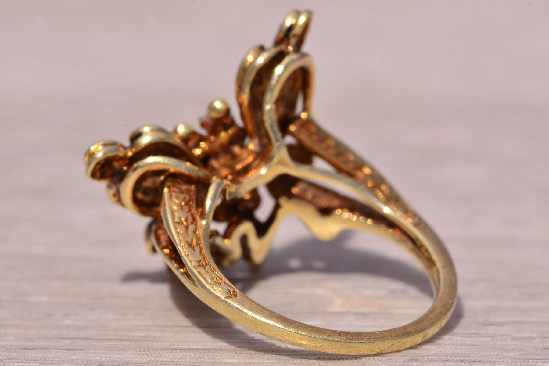 The Butterfly Bloom: Australian Opal and Natural Diamond Ring in Yellow Gold - Image 4