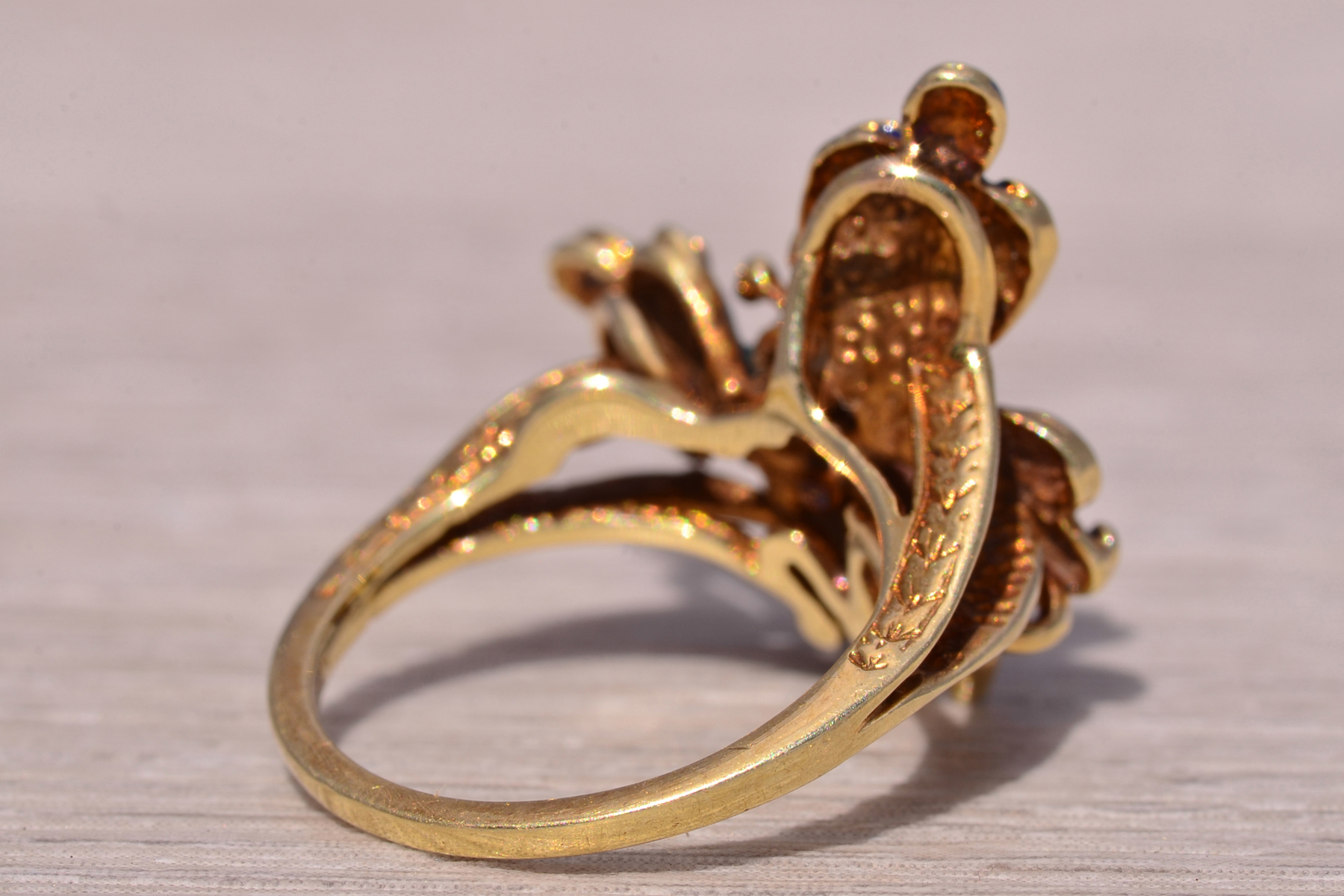 The Butterfly Bloom: Australian Opal and Natural Diamond Ring in Yellow Gold - Image 5