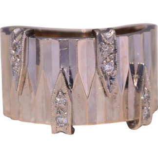 The Deco Spire: Natural Diamond Band in White Gold