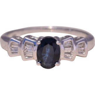 The Midnight Bow: Sapphire and Natural Diamond Ring in White Gold