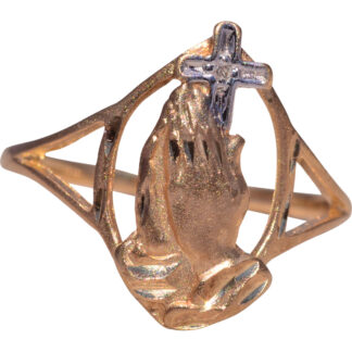 The Devotion: Diamond and Cross Motif Ring in Two-Tone Gold