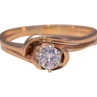 The Rosy Whisper: Natural Diamond Solitaire Engagement Ring in Yellow Gold