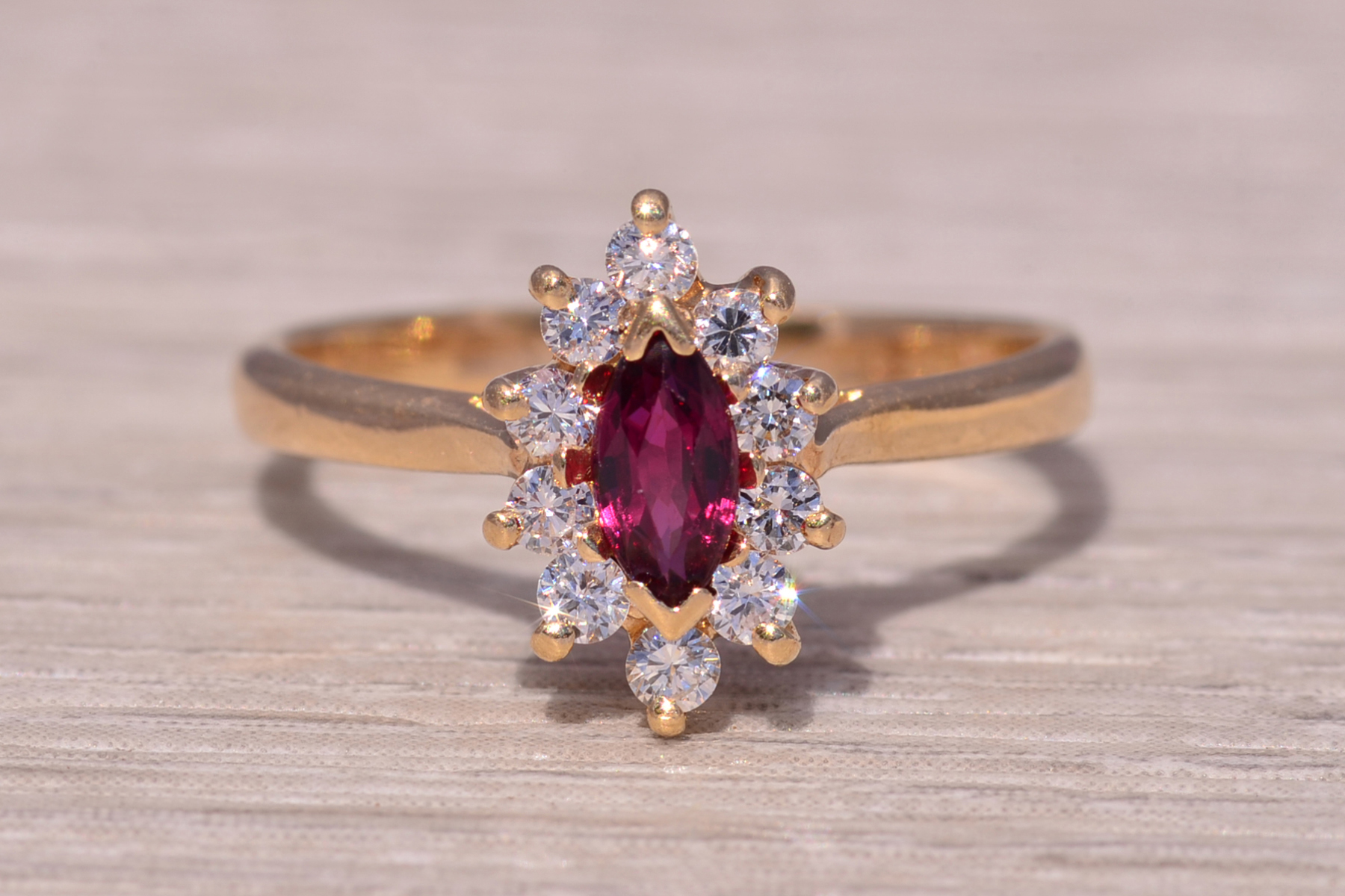 The Ruby Radiance: Ruby and Diamond Ring in Yellow Gold