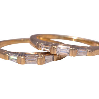 The Deco Duo: Matched Pair of Natural Diamond Bands in Yellow Gold