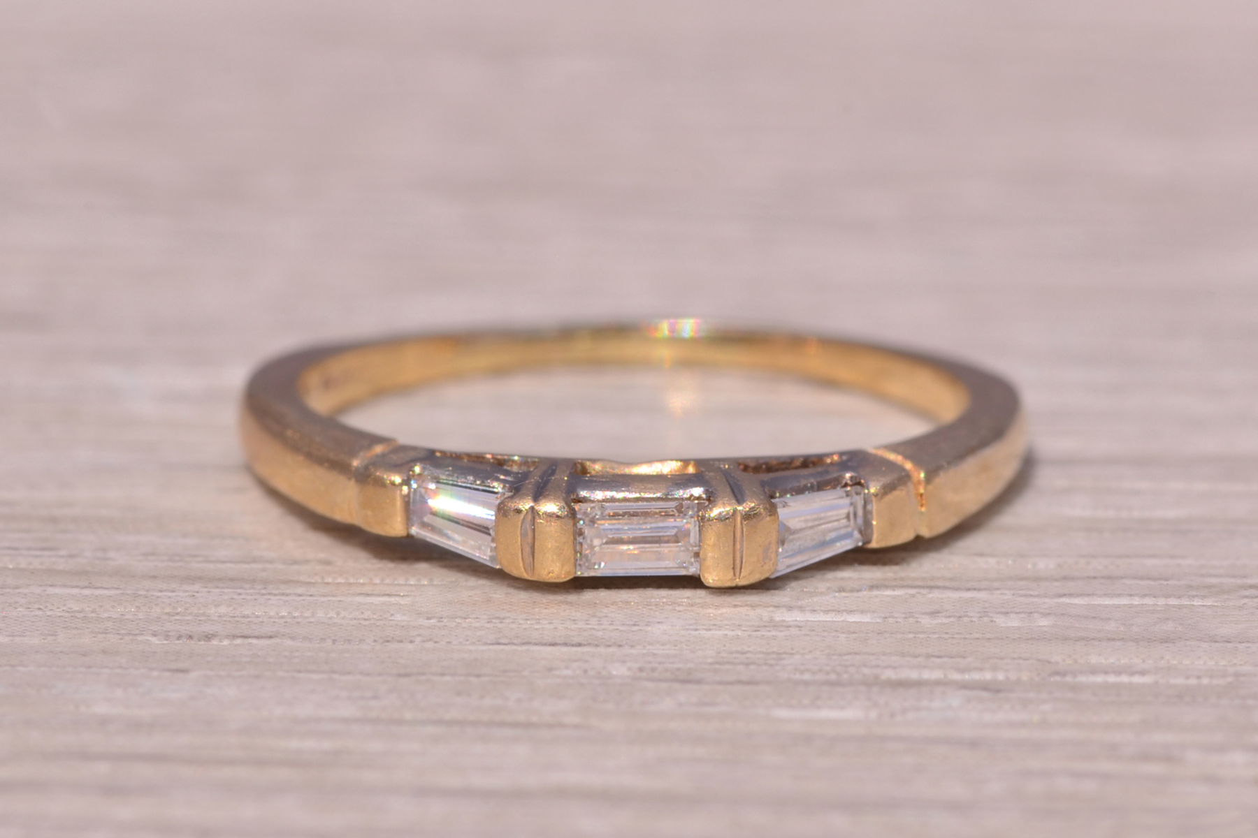 The Deco Duo: Matched Pair of Natural Diamond Bands in Yellow Gold - Image 2