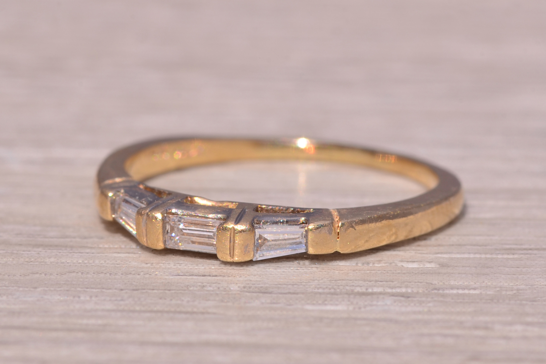 The Deco Duo: Matched Pair of Natural Diamond Bands in Yellow Gold - Image 3