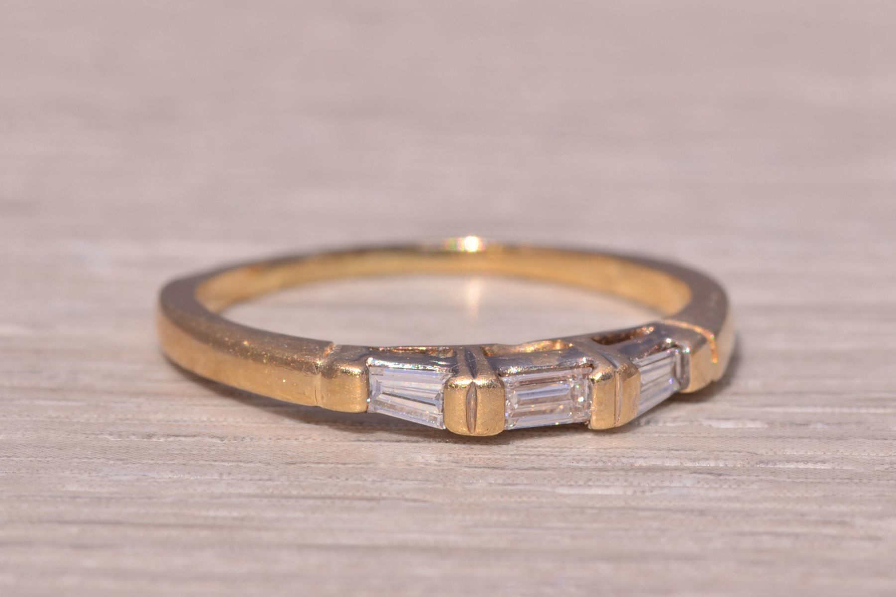 The Deco Duo: Matched Pair of Natural Diamond Bands in Yellow Gold - Image 6