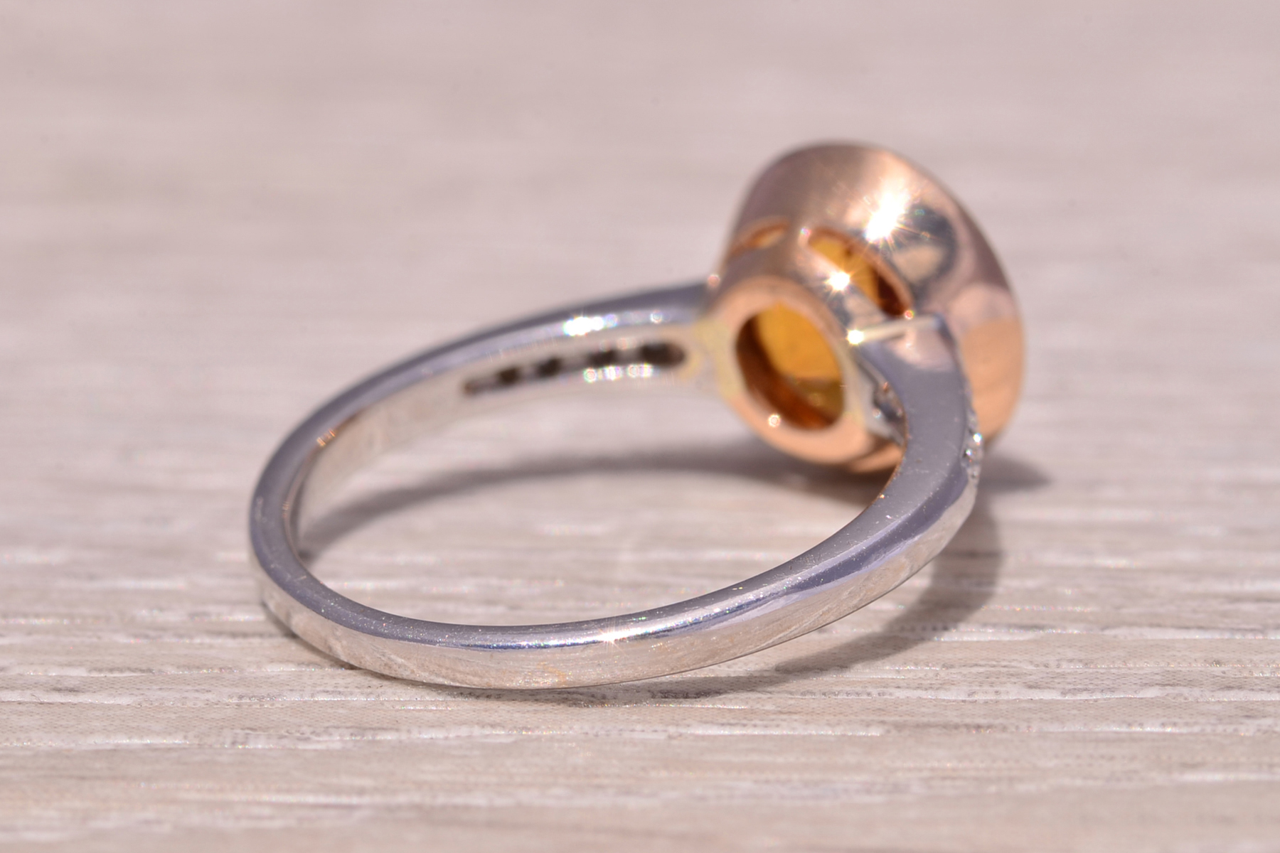 The Sunset Glow: Citrine and Natural Diamond Ring in Two-Tone Gold - Image 5