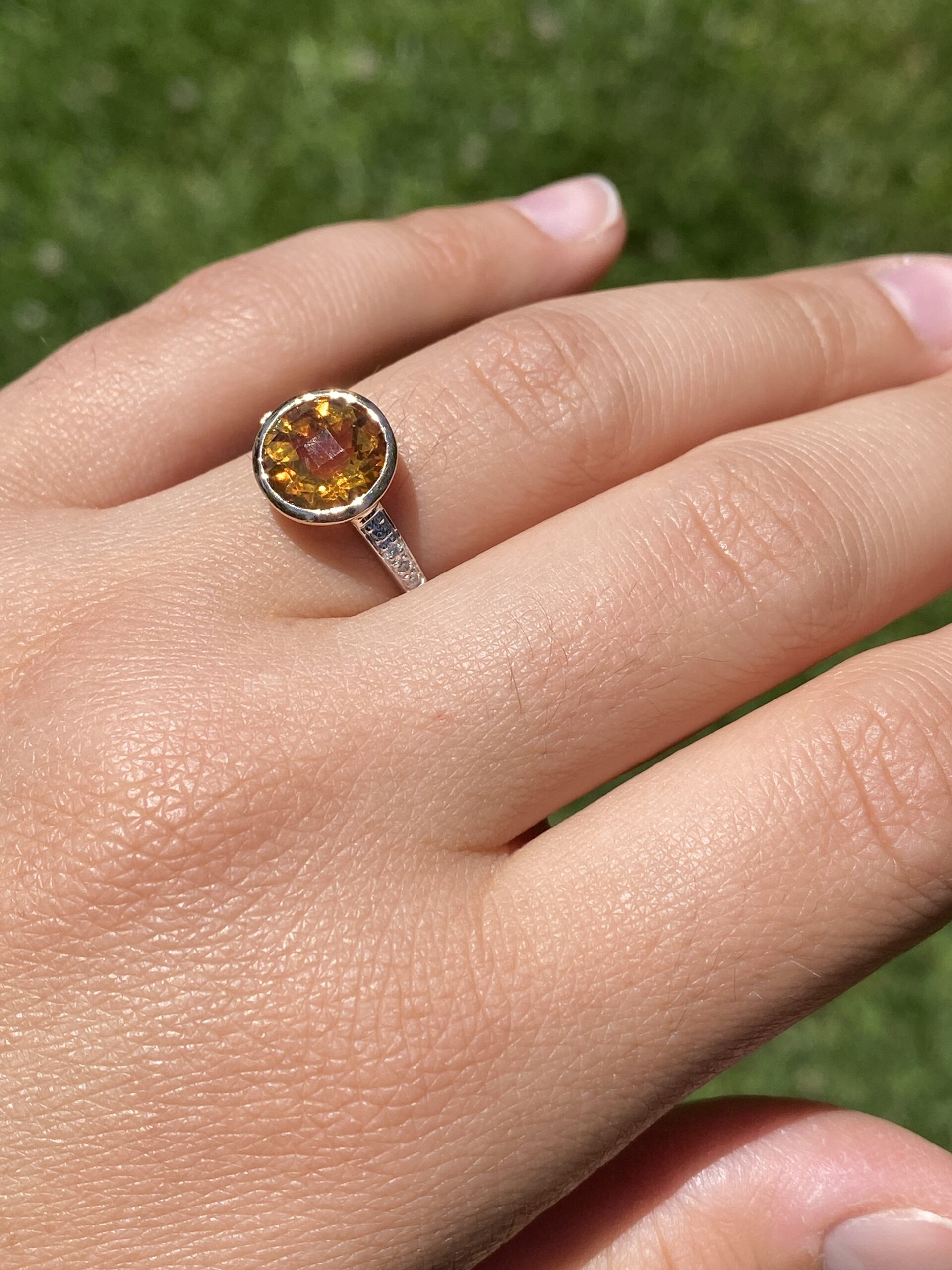 The Sunset Glow: Citrine and Natural Diamond Ring in Two-Tone Gold - Image 9