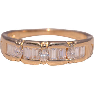 SOLD - The Golden Horizon: Marquise and Baguette Natural Diamond Band in Yellow Gold