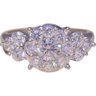 The Radiant Cluster: Natural Diamond Ring in White Gold