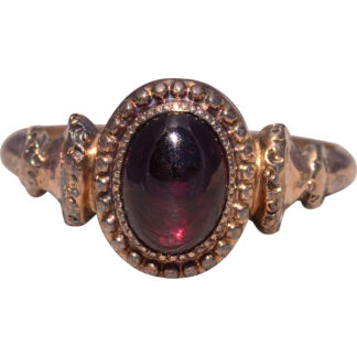 The Crimson Crest: Garnet Cabochon Ring in Yellow Gold