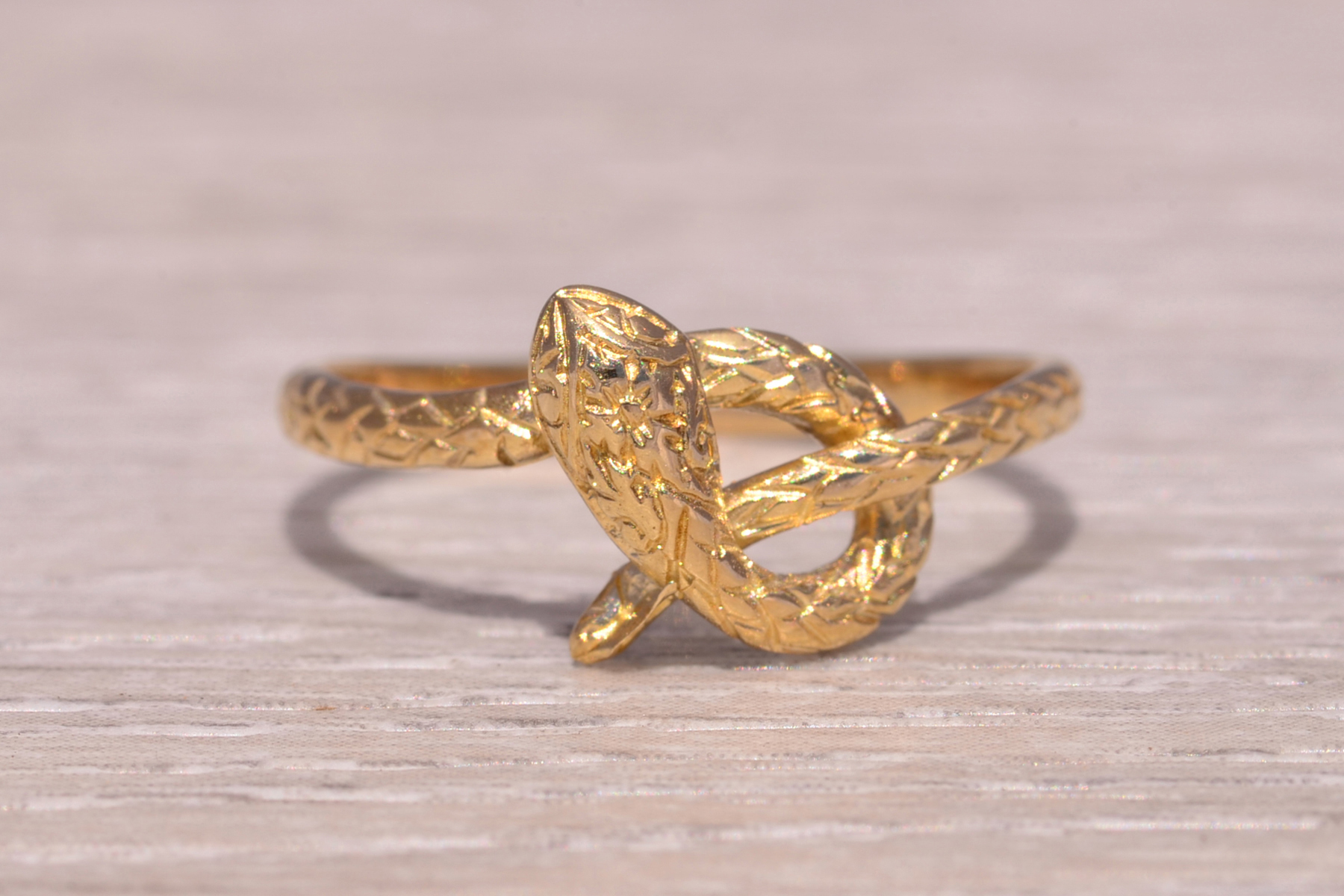 The Golden Serpent: Engraved Snake Ring in Yellow Gold - Image 2