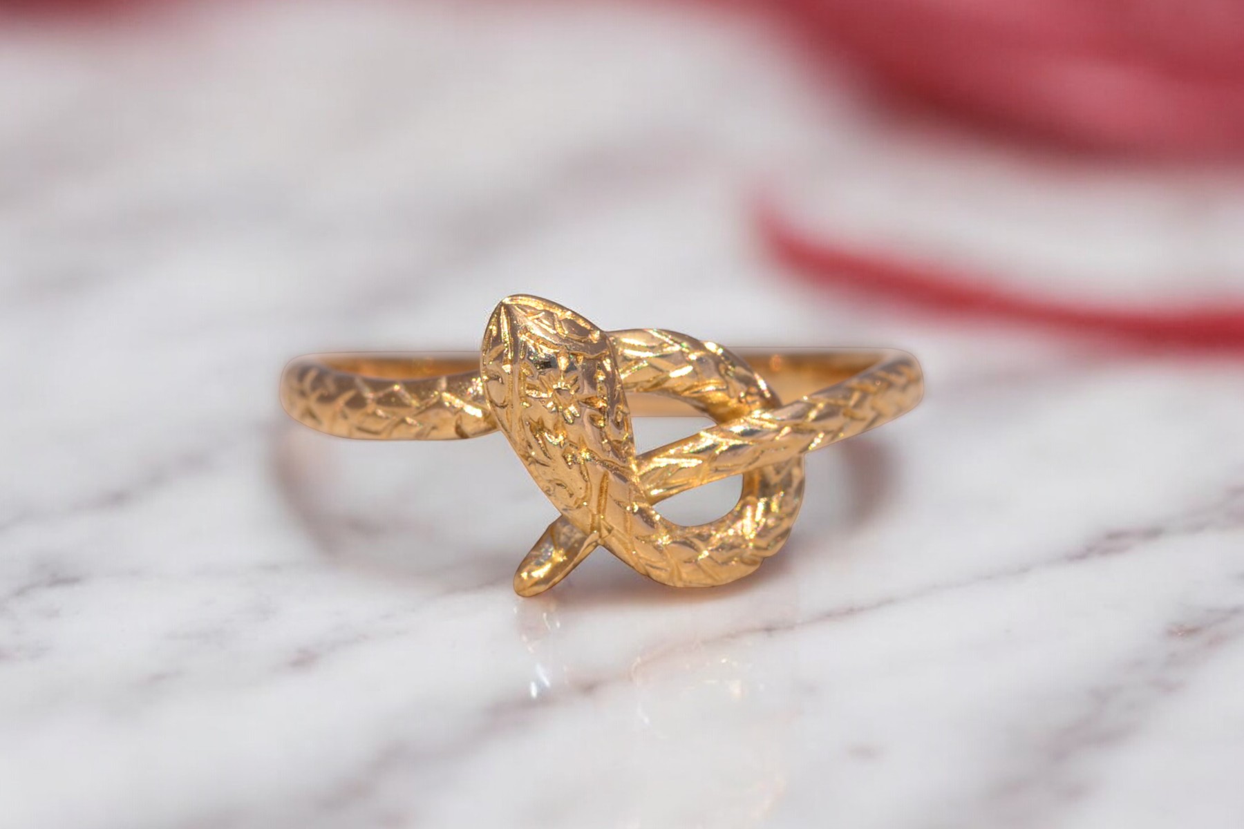 The Golden Serpent: Engraved Snake Ring in Yellow Gold - Image 11