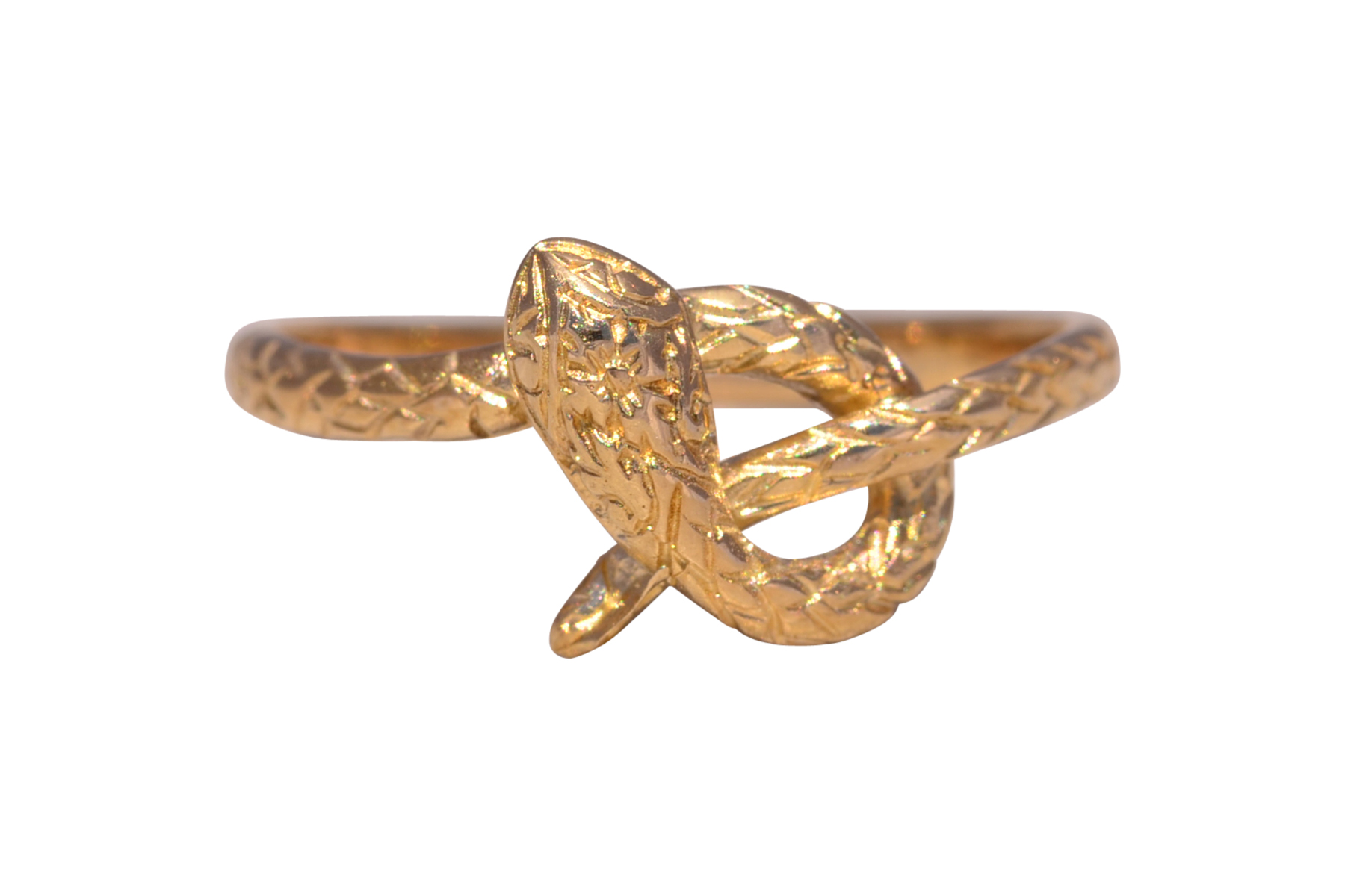 The Golden Serpent: Engraved Snake Ring in Yellow Gold